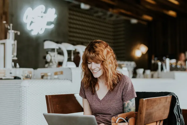 Girl working on a laptop