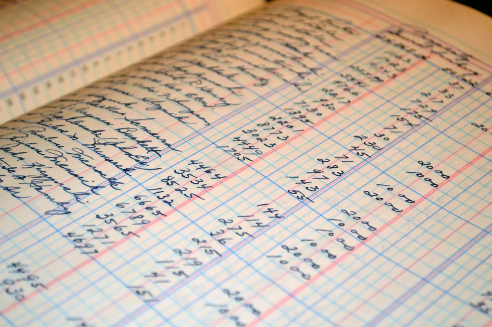 A handwritten ledger, column after column of figures copied out by hand